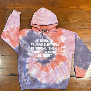Jac Vanek - Tye-dye Sweatshirt Hoodie Pink Purple - Size L